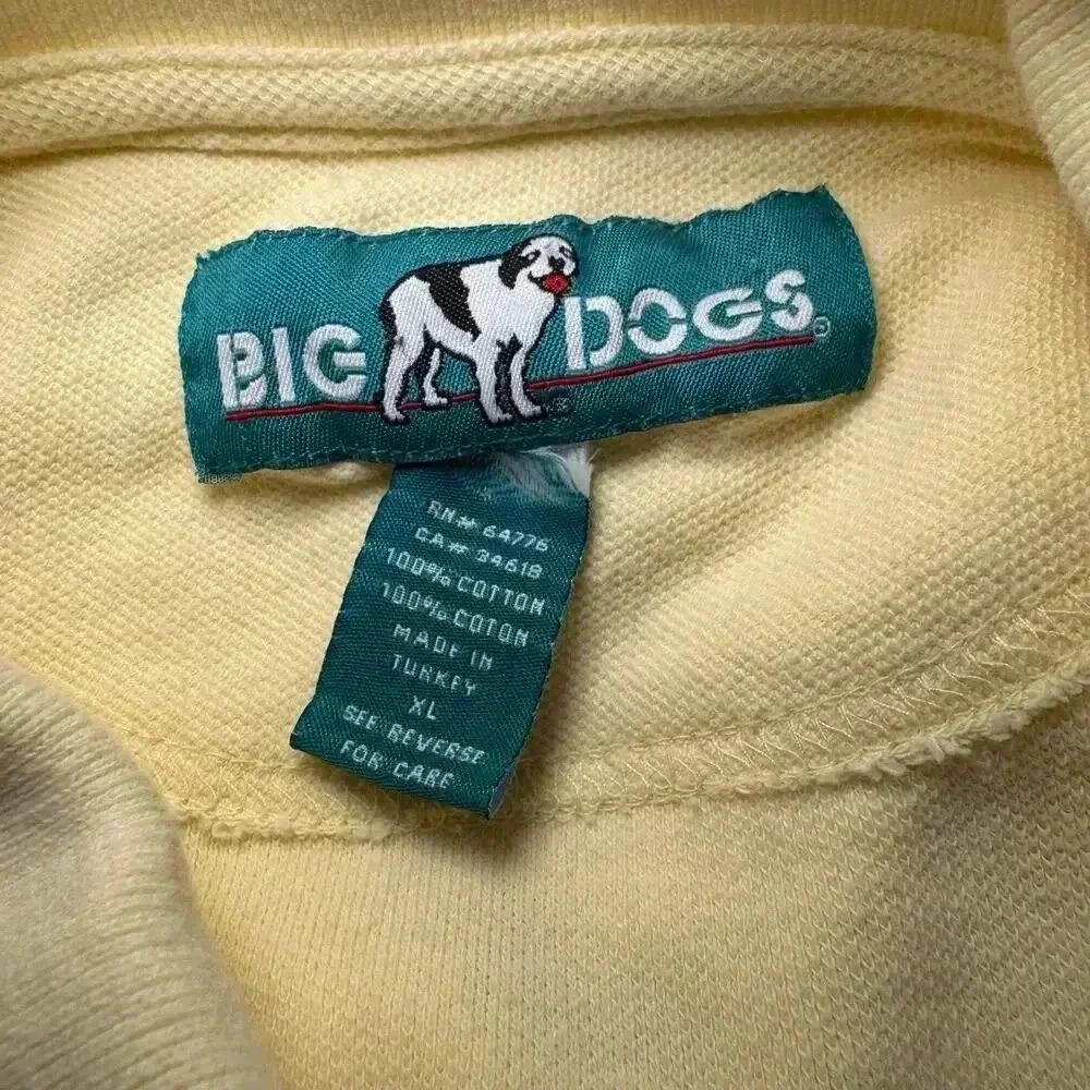 Big Dogs Polo 3/4 button Pullover Collared Vintage Shirt Yellow Men Size XL - Picture 4 of 5